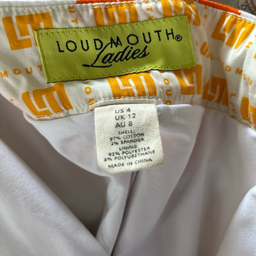 LoudMouth Ladies Orange and white argyle mini skirt with build in shorts - Picture 8 of 9